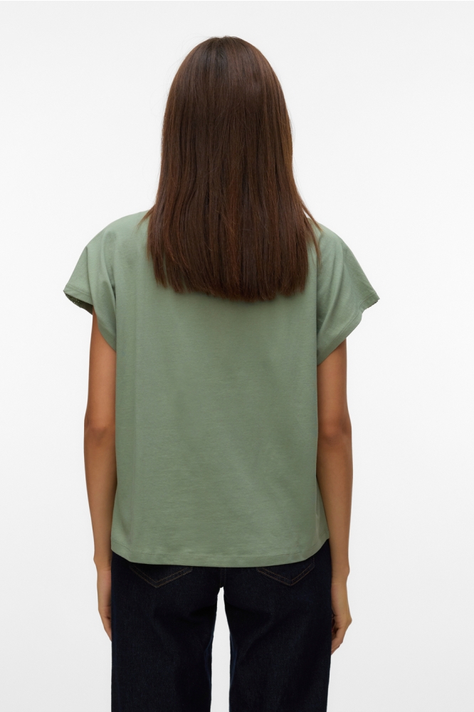 VMEMMY SS LACE TAPE TOP JRS NOOS 10325735 Hedge Green